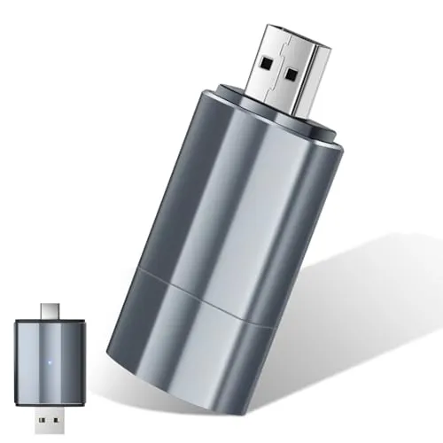 Romon Carplay Wireless Adapter,2025 Wireless CarPlay Adapter Mini Edition für iPhone [Typ-C und USB, Plug&Play] kompatibel mit Fahrzeugen ab 2016, Wireless Adapter 2-In-1, 5ghz WiFi, Silbrig