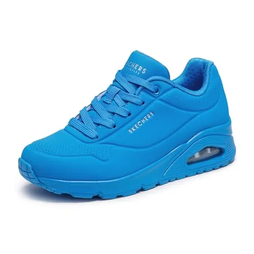 Skechers Damen Uno Night Shades Sneaker - Blau, 36 EU - Damen-Sneaker mit verstecktem Keilabsatz von 2,5 cm, aus hochwertigem Durabuck gefertigt und mit flexibler Gummisohle für optimalen Komfort und Traktion.