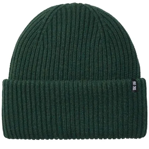 Enter the Complex® Oversize Beanie Mütze, Damen und Herren, Made in Italy, 100% feinste Merinowolle, Gerippt, Dunkel Olive