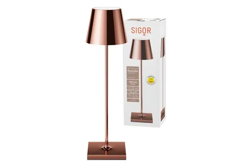 SIGOR LED Tischleuchte Sigor Nuindie Original 2.0 - Nachttischleuchte, dimmbar und spritzwassergeschützt (IP54), ideal für Indoor & Outdoor, mit USB-C Aufladung und bis zu 12 Stunden Leuchtdauer.