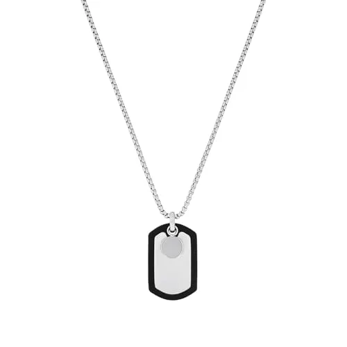 s.Oliver Edelstahl Kette mit Anhänger für Herren - Stilvolle Herren Halskette mit gravierbarem DogTag-Anhänger aus Edelstahl, längenverstellbar von 55 bis 60 cm, kommt in eleganter Schmuck Geschenk Box.