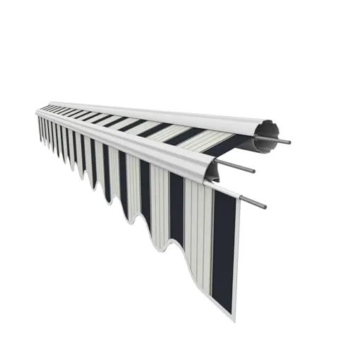 VANA Markisenstoff mit Volant für 4 x 3 m Markisen Ersatzstoff Markisentuch Bespannung Sonnenschutz fertig genäht Maß Tuch 3,83 x 3 m Volant 3,83 x 0,21 m Design SPD037