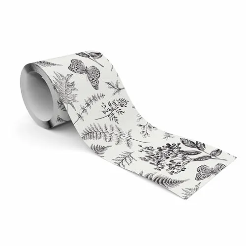 Muralo - Selbstklebende Bordüre - Tapetenbordüre Wandbördure - Dekorative Wandtatto für Wände, Möbel, Decken, Tapeten, Wandverkleidungen, Türen - Farnblätter - Br.10cm x Hö.300cm