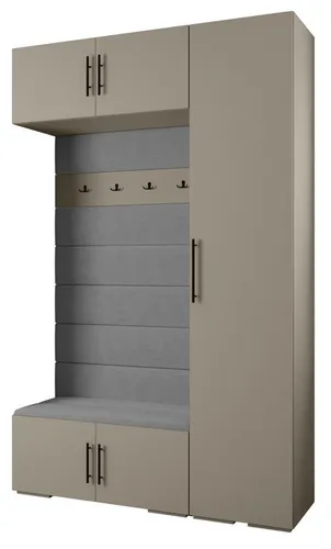 ABIKS MÖBEL Kompaktgarderobe INOVA 3 SATZ 19 – Elegantes Möbelset - Moderne Kompaktgarderobe mit Kleiderstange und Regalen. Robuste Materialien und einfacher Aufbau bieten praktische Aufbewahrungslösungen für jeden Raum. Stilvolles Design sorgt für Ordnung und Eleganz.