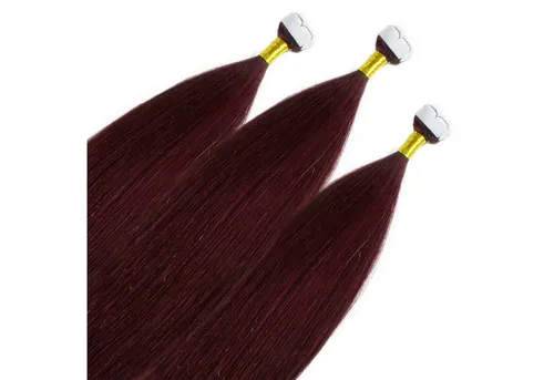 hair2heart Echthaar-Extension Premium Mini Tape Extensions #55/66 Hellbraun Violett 40cm
