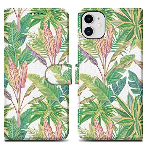 Cadorabo Hülle kompatibel mit Apple iPhone 11 Handyhülle ausim Muster Design Premium Kunst Leder Flip Klappbare Stoßfeste Magnetische [Standfunktion] Case Hülle für iPhone 11 in Grün