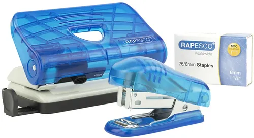 RAPESCO Heftgerät- & Locher-Set blau-transparent