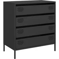 vidaXL Sideboard Schwarz 68x39x73,5 cm aus Kaltgewalztem Stahl - Stylisches Sideboard in Schwarz, bietet mit 4 Schubladen viel Stauraum und ist pflegeleicht. Ideal für Wohnzimmer, Schlafzimmer oder Flur – eine praktische und dekorative Lösung für dein Zuhause.