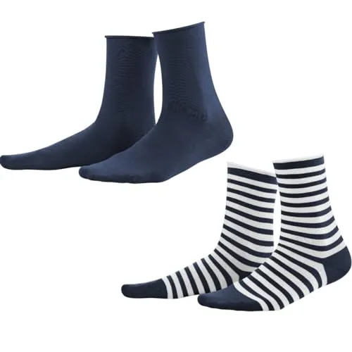 Living Crafts Damen-Strümpfe, 2er-Pack 39/42, navy/white