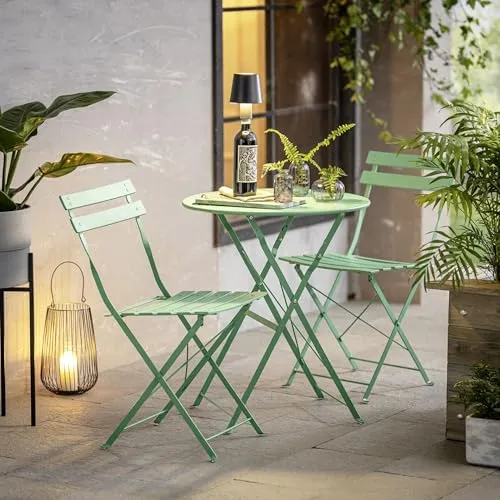 Dekoleidenschaft Bistroset Green 3-tlg. aus Metall - 3-teiliges Bistro-Set 