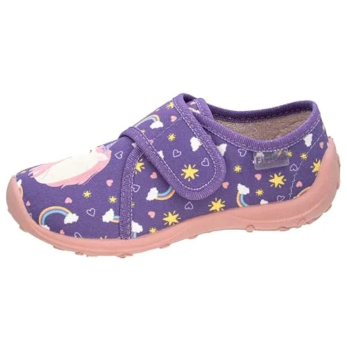Hausschuh Kaltfutter 652333 - Blau - 29 - Babyschuhe mit Einhornkopf, aus weichem Textil und Frottee, ideal für warme Füße und ein süßes Design für kleine Kinder.
