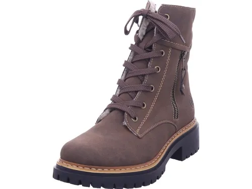 Rieker Damen Schnürstiefeletten 72626 - Halbstiefel aus Kunstleder, warm gefüttert und ideal für den Übergang
