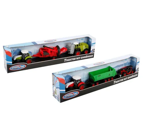 Speed Zone Spiel Speedzone Traktor mit Anhänger - Spielzeug ab 3 Jahren