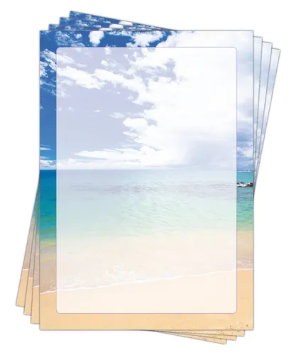 Motivpapier Briefpapier Strand Himmel und blaues Meer-5186, DIN A4, 100 Blatt
