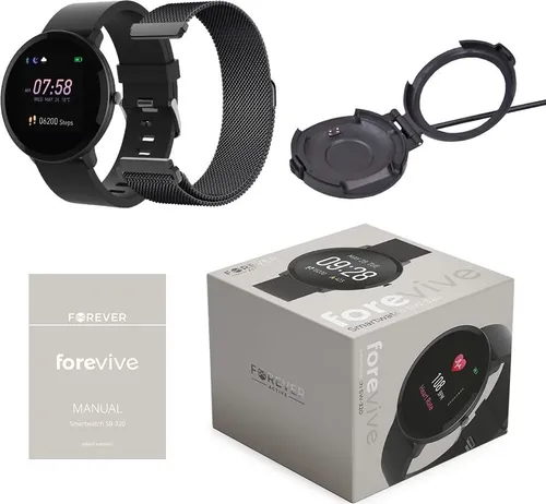 Forever ForeVive SB-320 Smartwatch - Schwarz - Multimedia Wearables Smartwatch mit Fitness-Tracking, Benachrichtigungen und stilvollem Design für einen aktiven Lebensstil.