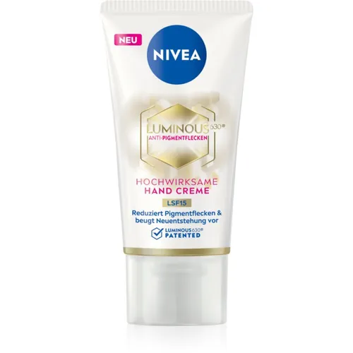 NIVEA Luminous 630 Hand Creme LSF15 (50 ml), Pflegecreme reduziert Pigmentflecken und beugt der Neuentstehung vor, hochwirksame Anti-Pigmentflecken Creme für die Hände