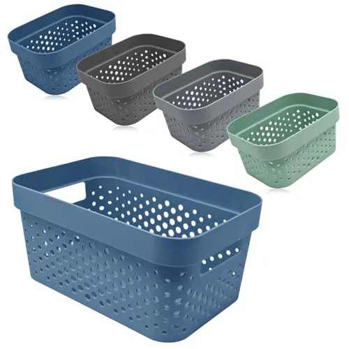 com-four® 5-teiliges Aufbewahrungskorb-Set in blau von COM-FOUR