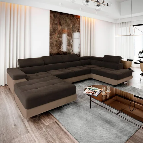 Masseno Ecksofa CASONE R-S mit Schlaffunktion - Ecksofa mit praktischem Stauraum und Schlaffunktion, ideal für flexible Wohnräume. Hochwertige Verarbeitung für langanhaltenden Komfort und elegantes Design.