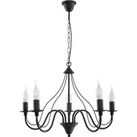 Licht-Erlebnisse Kronleuchter FIORANO Schwarz Metall 5x E14 max. 40 Watt - Eleganter Kronleuchter in antikem Design, ideal für Esszimmer, Schlafzimmer oder Wohnzimmer. Höhenverstellbar und individuell anpassbar durch freie Leuchtmittelwahl.