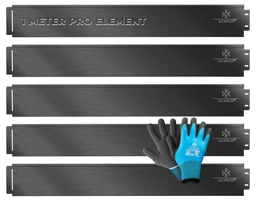 KESSER® Rasenkante Beeteinfassung 5m mit Handschuhen