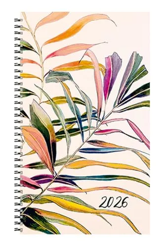 Taschenkalender Youngtimer Palmblätter 2026: Terminplaner mit trendigem Cover. Wochenkalendarium. Ringbuch mit Hardcover. 1 Woche 2 Seiten. 8,7 x 15,3 cm