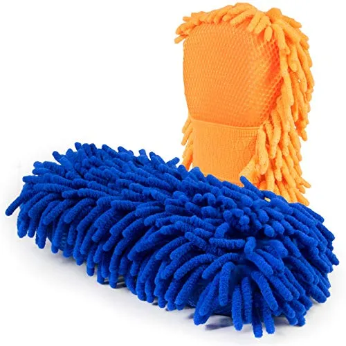 Cosey - 2er Pack, Chenille-Schwamm, 11x23cm, blau/orange