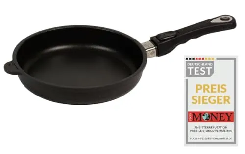AMT Gastroguss Bratpfanne 24 cm – Induktionsgeeignet mit Abnehmbarem Stiel - Pfanne mit Lotan® Antihaft-Veredelung, hitzebeständig und umweltfreundlich, ideal für Hobby- und Profiköche.