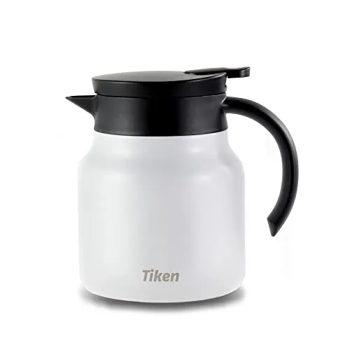 Tiken 800ml Thermoskanne aus Doppelwandingem Edelstahl Isolierkanne Kaffeekanne mit Quick Tip Verschluss