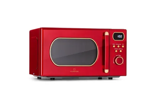 Klarstein Mikrowelle mit Grill - 800 Watt, 20 Liter 3-in-1 Mini-Microwave in Rot, platzsparend mit Auftau- und Pizzafunktion