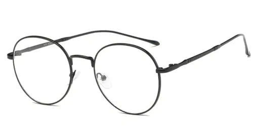 DAUCO Unisex Brille Retro Sixties Style Runde Metall Brillen Damen Herren