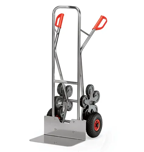 Fetra Aluminium Treppenkarre mit fünfarmigen Radsternen - Sackkarre aus leichtem Aluminium, ideal für Treppen und enge Räume, mit stabilen Radsternen für optimale Manövrierfähigkeit.