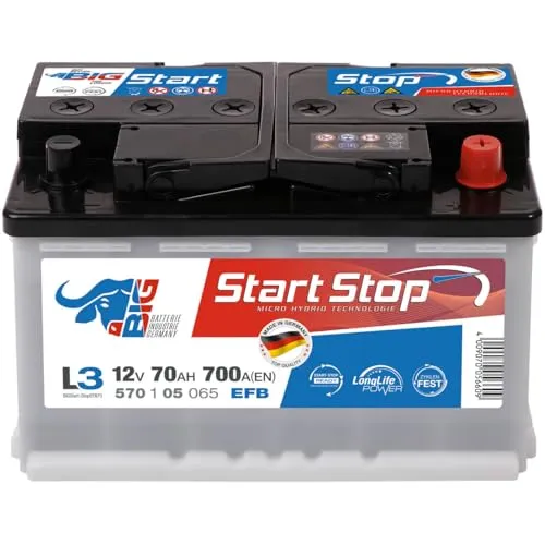 BIG Autobatterie 12V Start-Stop EFB 70Ah 700A/EN wartungsfrei ersetzt 72Ah 75Ah