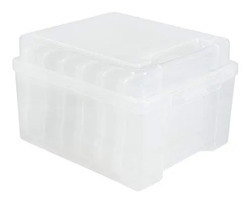 Rayher 39572000 Aufbewahrungsbox mit 6 Innenboxen, transparent, 21 x 18,5 x 14 cm, zum Sortieren und Ordnen