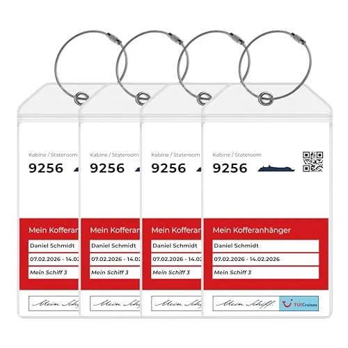 Mein Schiff Kofferanhänger 4er-Pack – Wasserfest & Robust für Kreuzfahrten