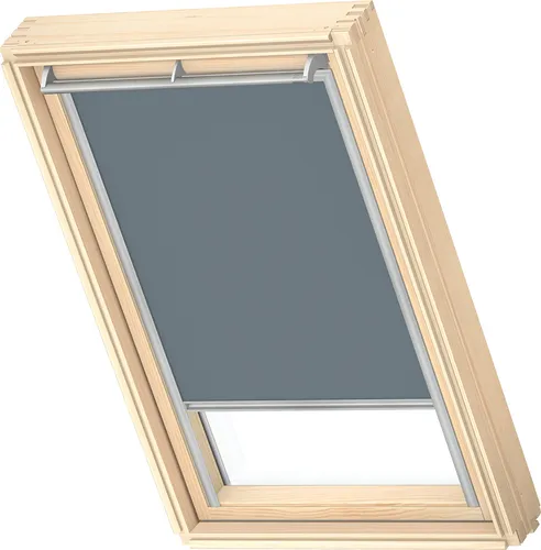 VELUX Original Dachfenster Verdunkelungsrollo S08, Blaugrau - Seitenzug- & Springrollos, hochwertiges Rollo mit silbernen Führungsschienen für perfekte Lichtkontrolle und einfachen Einbau – maßgeschneidert für VELUX Dachfenster.