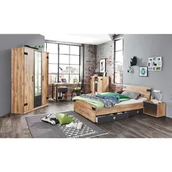 Modernes Jugendzimmer Liverpool – Stilvolles Set in Plankeneiche und Graphit - Das Jugendzimmer Liverpool besticht durch modernes Design und hochwertige Verarbeitung. Wählen Sie aus verschiedenen Set-Varianten und Bettgrößen für individuelle Bedürfnisse.
