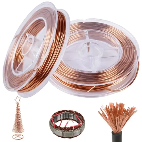 Rollen Kupferdraht, 1mm x 10m Kupferlackdraht Reiner Kupferdraht Isoliert Magnetdraht zur Herstellung eines Elektromagnet-Motormodells Blanker Kupferdraht für Garten, Pflanzen und Gemüseanbau 2