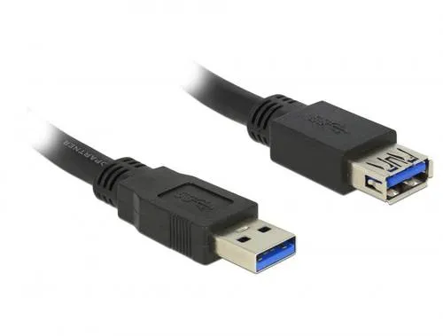 Delock USB-Kabel USB 3.2 Gen1 USB-A Stecker, USB-A Buchse 5.00m Schwarz vergoldete Steckkontakte 85058