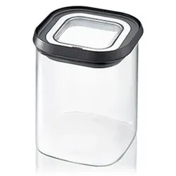 Gefu Vorratsdose Pantry, Schwarz, Edelstahl, Transparent, Metall, Kunststoff, Glas, 0,9 L, 11x13.5x11 cm, stapelbar, Deckel mit Sichtfenster, Küchenzubehör, Vorratsbehälter, Vorratsdosen