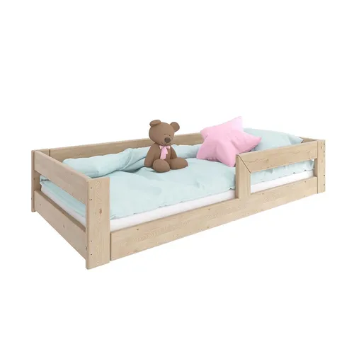 Need Sleep Kinderbett Bodenbett 70x140 cm mit Rausfallschutz aus Fichtenholz