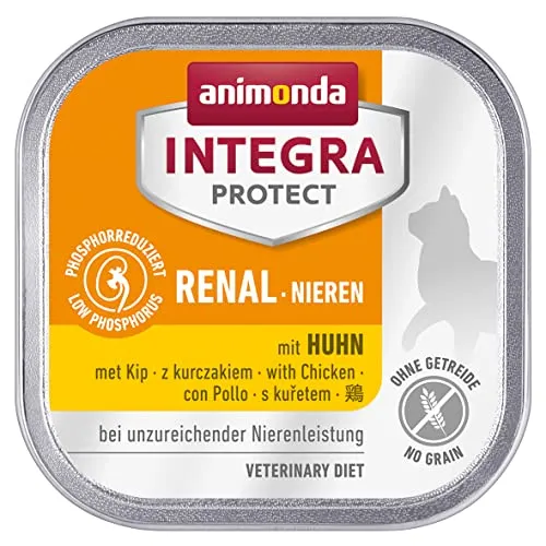 INTEGRA PROTECT Katzenfutter nass Renal (Nieren) Huhn (16 x 100g), vom Tierarzt empfohlen bei Niereninsuffizienz, mit Veterinären entwickeltes Ergänzungsfutter für erwachsene Katzen von animonda