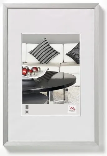 Walther Design Bilderrahmen Silber 40 x 60 cm - Wand- & Tischbilderrahmen aus Aluminium mit eleganter, matt gebürsteter Oberfläche, ideal für stilvolle Präsentationen Ihrer Fotos.