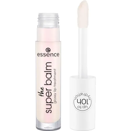 essence the SUPER BALM glossy lip treatment, Lippenbalsam, Nr. 01, Transparent, feuchtigkeitsspendend, vegan, ohne Konservierungsstoffe, ohne Parabene, ohne Mikroplastikpartikel, 1er Pack (5ml)