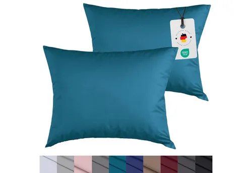 Carpe Sonno Kissenbezug 40x40 40x80 80x80 80x40 2er Set Kissenhülle Mikrofaser Kissenbezug, (2 Stück), Kopfkissenbezug 40 x 40 cm, Uni Petrol einfarbig