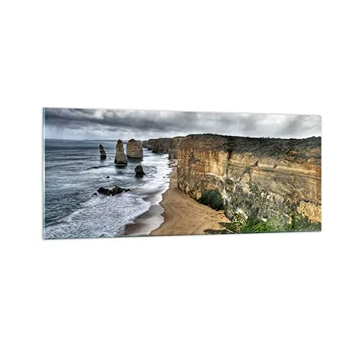 Panorama Bilder auf Glas 100x40cm Glasbild Strand Ozean Landschaft Groß Wanddeko Bild im Glas Schlafzimmer Küche Wandbilder Dekoration Wohnzimmer Modern Wall Decor Wand Kunstdruck Art GAB100x40-0141