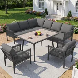 MODFU Gartenlounge-Set - Elegante Sitzgruppe für den Außenbereich - Komfortable Gartenlounge mit robustem Metallgestell und pflegeleichter Glasplatte. Ideal für Terrasse, Balkon oder Garten. Flexibel anpassbar und einladend für gesellige Stunden im Freien.