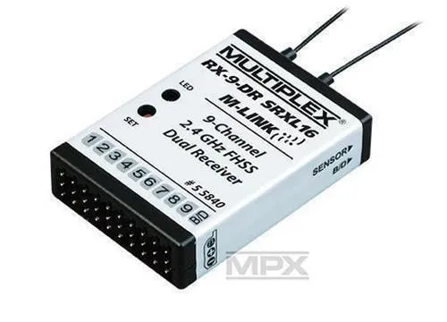 Multiplex Hitec RC Empfänger RX-9-DR SRXL16 M-Link - Sender & Empfänger, bietet präzise Signalübertragung und ist ideal für anspruchsvolle RC-Anwendungen.