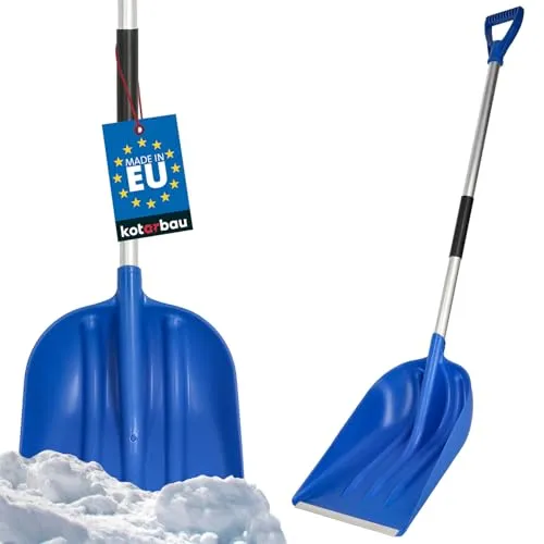KOTARBAU® Schneeschaufel Schneeschieber 36cm mit Aluminiumstiel Verstärkt Kunststoff Schild mit Metallbeschlag mit Ergonomischem Griff Kornschaufel Blau136 cm