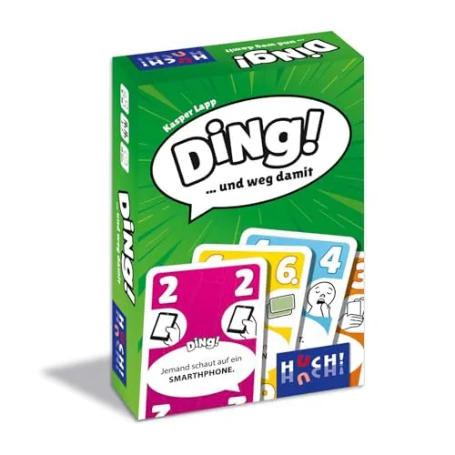 HUCH! | DING! | Kartenspiel als Partyspiel | Familienspiele & Gesellschaftsspiele | Reisespiel | Spiele Klassiker: Bekanntes Spielprinzip mit interaktiven Elementen | für 2 bis 7 Spieler ab 8 Jahren