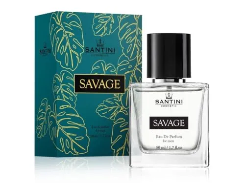 SANTINI Savage Parfum Herren, Eau de Parfum für Männer, Spray, 1er Pack (1x 50 ml) - Geschenke für Manner, Hergestellt aus Französischen Premiumölen